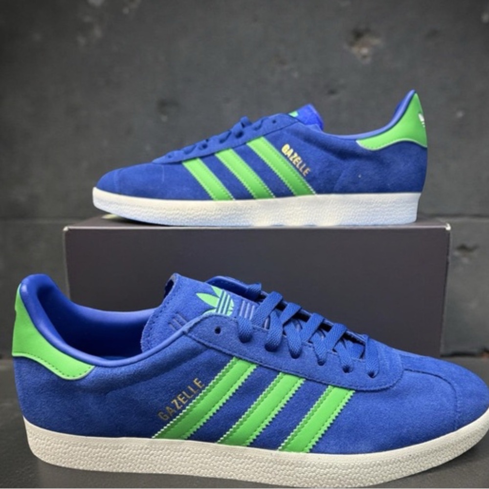 adidas Gazelle Suede Sneakers in Blue & Green